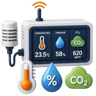 CO₂ e Umidade